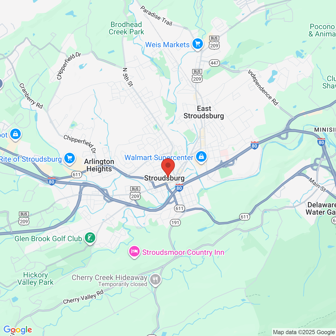 Google map image of our location in 26 N Sixth St Stroudsburg, PA